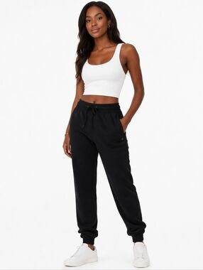 Kaffe ($130) Black Elastic Waist Jogger Pants Relaxed Fit Lounge Sweatpants
